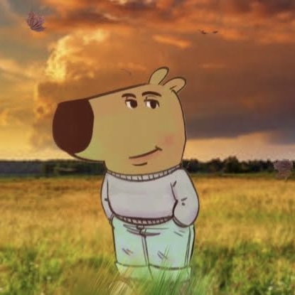 Photo of the chill guy meme with a sunset